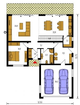 Image miroir | Plan de sol du rez-de-chaussée - CUBER 17